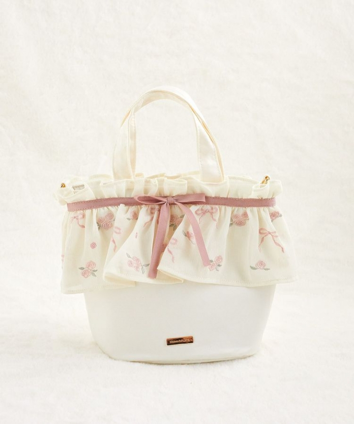 ローズリボン刺繍2Wayトートバッグ